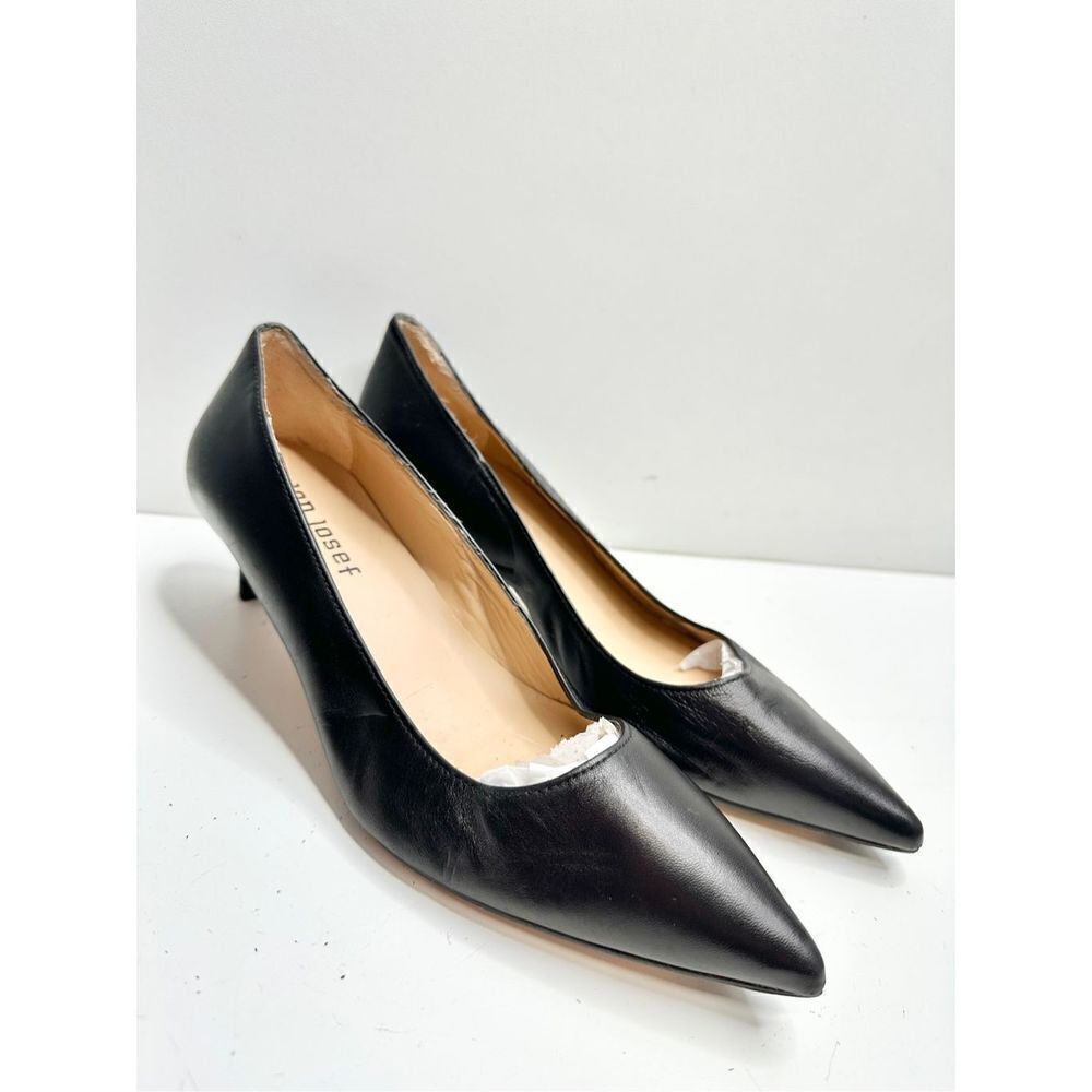 Jon Josef Pumps Women Size 6.5 Black Leather Tina Kitten Heel‎ Pointed Toe Shoes